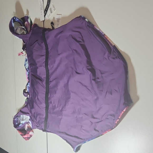 NWT LA BLANCA 22W one piece swimsuit purple with floral print - Picture 8 of 11